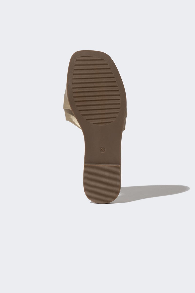 DeFacto Gold Woman Woman Flat Sole Single Strap Faux Leather Slippers Casual - Image 5